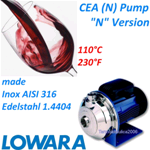 Lowara CEA(N) - Pompe centrifuge monocellulaire, en acier inoxydable AISI316 - CEAM 70/3N - 0,37kW 0,5Hp 1x220/240V 50Hz