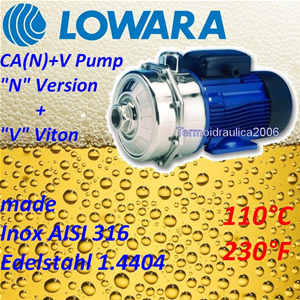 Lowara Twin Impeller Centrifugal Pump Ca70 45n V 1 1kw 1 5hp Made Of Aisi316 Mechanical Seal Fpm Voltage 3x230 400v 50hz Ie3